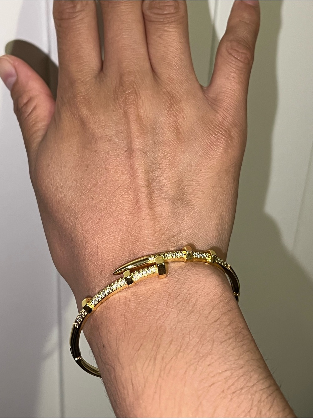 Gold Pave Nail Cuff Bracelet - Women's Gold Bracelet - Picture 6 of 6